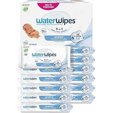 Starseven Waterwipes Yeni Doğan &amp; Hassas Ciltler Için 720 Yaprak Bebek Islak Mendili (12 x 60 Adet), Bitk
