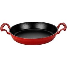 Starseven Lava Döküm Yuvarlak Sahan Döküm Demir Yekpare Çift Kulplu ÇAP(Ø)24CM. Kırmızı