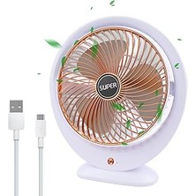 Starseven USB Masa Vantilatörü Elektrikli Mini Masa Vantilatörü 3 Hız Ayarlanabilir Güçlü Rüzgar 360 ° Döndür