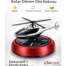 Carlone Güneş Enerjili Dönen Helikopter Araba Kokusu Kırmızı Renk -Torpido Üstü Dekoratif Oto Kokusu