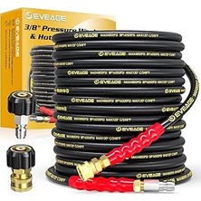 Starseven Eveage 3/8 "basınçlı Yıkama Hortumu 50 Ft, 4800PSI Sanayi Sınıfı Çelik Tel Örgülü Sentetik