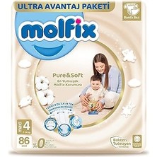 Starseven Molfix Bebek Bezi Pure&amp;soft Maxi 4 Beden Aylık Paket 86 Adet