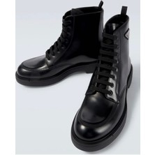 Prada Sport Komple Deri Metal Logolu Bot