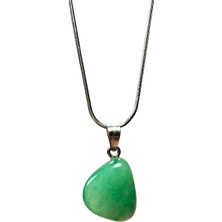 Yeşim Taşı Doğal Taşı Zincirli El Yapımı Kolye Uç: 2 cm Zincir: 20 cm Kutulu