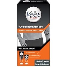 Starseven Veet Men Özel Bölgeler Için Krem &amp; Balsam Tüy Dökücü Krem Seti 100 + 50 ml