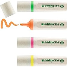 Starseven Edding 24 Ecoline Fosforlu Kalem, 4'lü Set, Karışık Renkler, Kesik Uç
