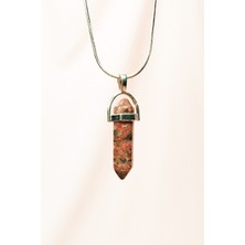 Kantaşı Doğal Taşı Zincirli El Yapımı Tasarımlı Kolye Uç: 3,5 cm Zincir: 20 cm Kutulu