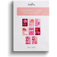 Starseven Dayspring - Sevgililer Günü Çeşitleri – Sevgi Dolu Kalpler – 8 Tasarım Yelpazesi Yazılı – 24 Kutu S