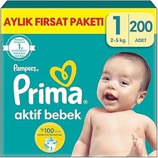 Starseven Aktif Bebek, Bebek Bezi 1 Numara, 200 Adet Aylık Fırsat Paketi