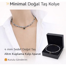 Sinem Şanlı Atelier Sedef Doğal Taş Minimal Kalp Kolye