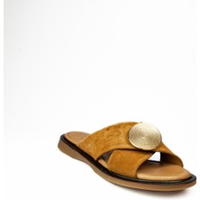 Moda Arena 26660 Taba Süet Deri Kadın Terlik