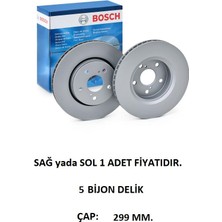 Ön Fren Disk Toyota C-Hr AX10 2016+ Corolla 12 E210 2019+ 299MM. 43512-F4010 0986479F49 Bosch 1 Adet