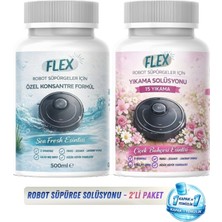 Flex Robot Süpürge Yüzey Temizleme Solüsyonu 500 ml x2 Adet | Moplu Robotlar ile Uyumlu | Düşük Köpük | İz Yapmaz - 2 Farklı Koku (Çiçek Bahçesi ve Okyanus Esintisi)