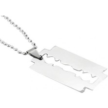 Zemira Jilet Çelik Kolye - Jilet Model Paslanmaz Gümüş Renk Çelik Kolye