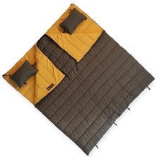 Özbience Kahverengi Çift Kişilik Yastıklı Uyku Tulumu 15°c, Konforlu ve Pratik