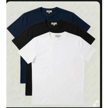 Lacıvert-Siyah-Beyaz 3'lü Basıc Tshırt