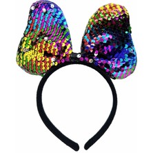 Epilons Mey Ithalat® Renk Değiştiren Pullu Payetli Fiyonk Parti Tacı Rengarenk Gümüş Renk 20X16 cm