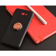 ZM Store Galaxy J7 Prime Uyumlu Kılıf Yüzük Standlı Pürüzsüz ve Soft Yüzey Ravel Kapak