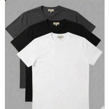 Gri-Beyaz-Siyah 3'lü Basıc Tshırt