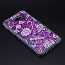 ZM Store Galaxy J7 Prime Kılıf Sıvılı Renkli Simli Desenli Marshmelo Kapak