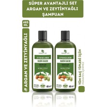 BRAVASİP Hunca Zeytinyağı & Argan Özlü Şampuan, Saç Dökülmesine Karşı Yardımcı 485 ml 2 Li Set