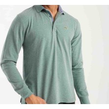Lacoste Polo Uzun Kol Yeşil Regular Fit Erkek Sweatshirt