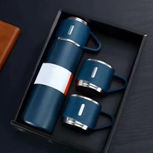 Çılgıntrend Kişiye Özel Paslanmaz Çelik Termos 3 Bardaklı Termos Seti Vakumlu Termos Set