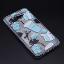 ZM Store Galaxy J7 Prime Kılıf Sıvılı Renkli Simli Desenli Marshmelo Kapak