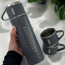 Çılgıntrend Kişiye Özel Paslanmaz Çelik Termos 3 Bardaklı Termos Seti Vakumlu Termos Set