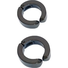 LTG Nova Erkek Küpesi - 2 Adet Siyah Çelik Kıstırmalı Küpe Paslanmaz Atmaz Çelik Siyah Küpe