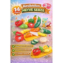 Denapcal Kesilebilen Meyve Sebze Oyuncak Seti 14 Parça – Çocuk Evcilik Mutfak Oyuncakları 3+