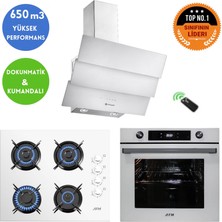 Eminçelik  ve Afm Tech Marka/ Fabio Beyaz Turbo Cam Ankastre Set (FM7701 + FM2201 + Ch 1455 Rc W60)