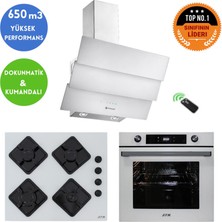 Eminçelik ve Afm Tech Markalı / Globe Beyaz Cam Ankastre Set ( FM7701 + FM-BD2201 + Ch 1455 Rc W60)