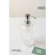 VarBiFırsat Akrilik Kare Sıvı Sabunluk 200 ml | Modern Dekoratif Tasarım | Şeffaf