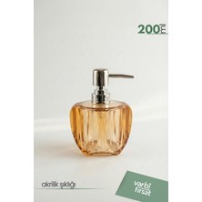 VarBiFırsat Akrilik Dalgalı Sıvı Sabunluk 200 ml | Modern Dekoratif Tasarım | Amber