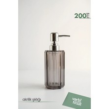 VarBiFırsat Akrilik Silindir Sıvı Sabunluk 200 ml | Modern Dekoratif Tasarım | Füme