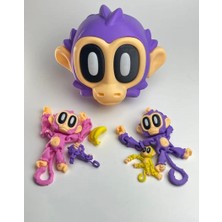 Zisayt Poniq Monkey Maymun Figür Seti – 3D Baskı Dekoratif ve Oyuncak Figürler (2 Küçük + 2 Büyük + 1 Büyük Kafa)