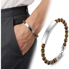 Fm 💎 Premium Kaplangözü Doğal Taşlı İsim Yazılabilir Ve Çelik Zincir Bileklik 31832B29D2  -  23 cm