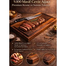 Masif Ceviz El Yapımı Kalın Kesme Tahtası 41X23,6X4,2 cm – Premium Steak & Sunum
