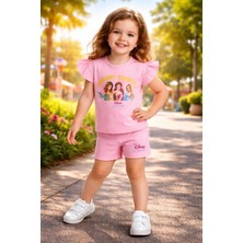 Almira Anne Bebek Bebek Kız Takımı Yazlık Prenses Baskılı Pembe 12-24 Ay