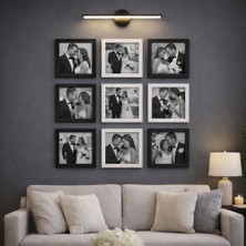Aley Life Yapışkanlı Siyah & Beyaz Sök Tak 21 X21 cm Paspartulu Klasik Kare Çerçeve Set - 9'lu Paket