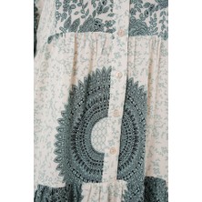 Nnstartshopping  2423 Otantik Desenli Tesettür Elbise - C. Çağla