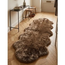 Carpet Dekor Peluş Yumuşak Dekoratif Halı Simetrik Desen Kahverengi