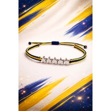 Crystal Atelier Sarı Lacivert 5 Yıldız Taraftar Bilekliği – El Yapımı Ayarlanabilir Makrome (Hematit)