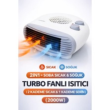 Epilons 2000W Turbo Fanlı Isıtıcı ve Soğutucu 2 Kademeli Sıcak 1 Serin Ayarlı Sessiz Elektrikli Soba