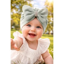 Almira Anne Bebek Taşlı Fiyonk Detaylı Penye Kız Çocuk Bone