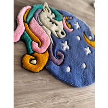 Tufty Friends Unicorn El Yapımı Tufting Halı Kaymaz Taban