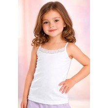 Almira Anne Bebek Yazlık Kız Çocuk Atletleri 2-3 Yaş Beyaz Pamuklu Askılı Günlük Giyim