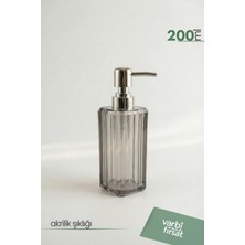 VarBiFırsat Akrilik Kare Sıvı Sabunluk 200 ml | Modern Dekoratif Tasarım | Füme