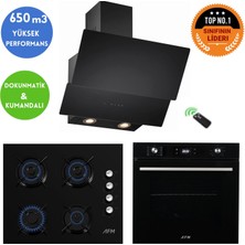 Eminçelik ve Afm Tech Marka / Olıa Siyah Turbo Cam Ankastre Set ( FM7700 + FM2200 + Ch 1454 Rc B60)